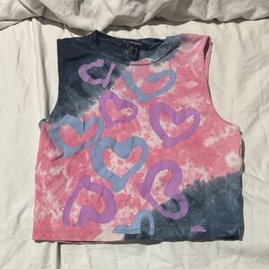 Tie-Dye Heart Sleeveless M medium Top cut out in back nwot cotton stretchy